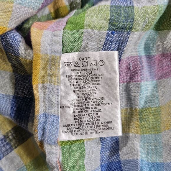 GANT Long Island Linen Regular Fit Button Shirt Preppy Rainbow Plaid MENS SZ XL - Picture 8 of 9
